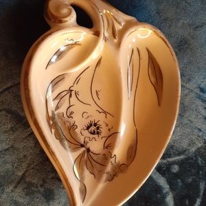 GORGEOUS VTG Stouffer Bone China 6" Leaf Trinket Holder.